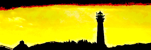 Silhouette mit Leuchtturm